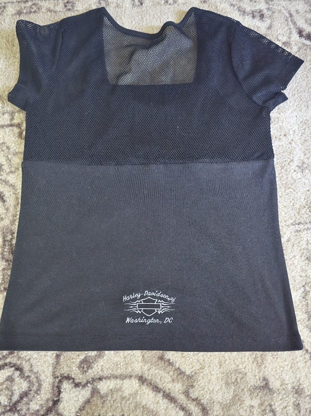 Harley-Davidson Black Mesh V-Neck Short Sleeve Top - Picture 5 of 6